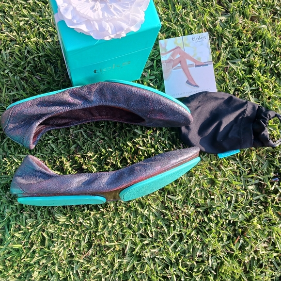 Custom Glitter Silver-Slate Grey Tieks Ballet Flats Sz.9 - Picture 3 of 9